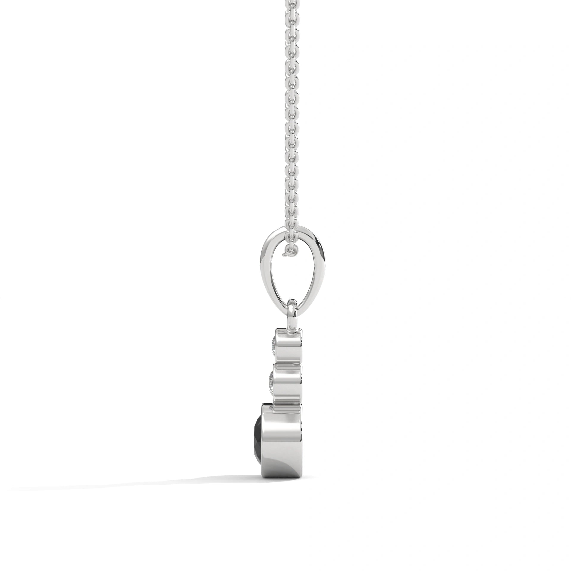 0.39 Ct Three Stone Black And White Diamond Pendant