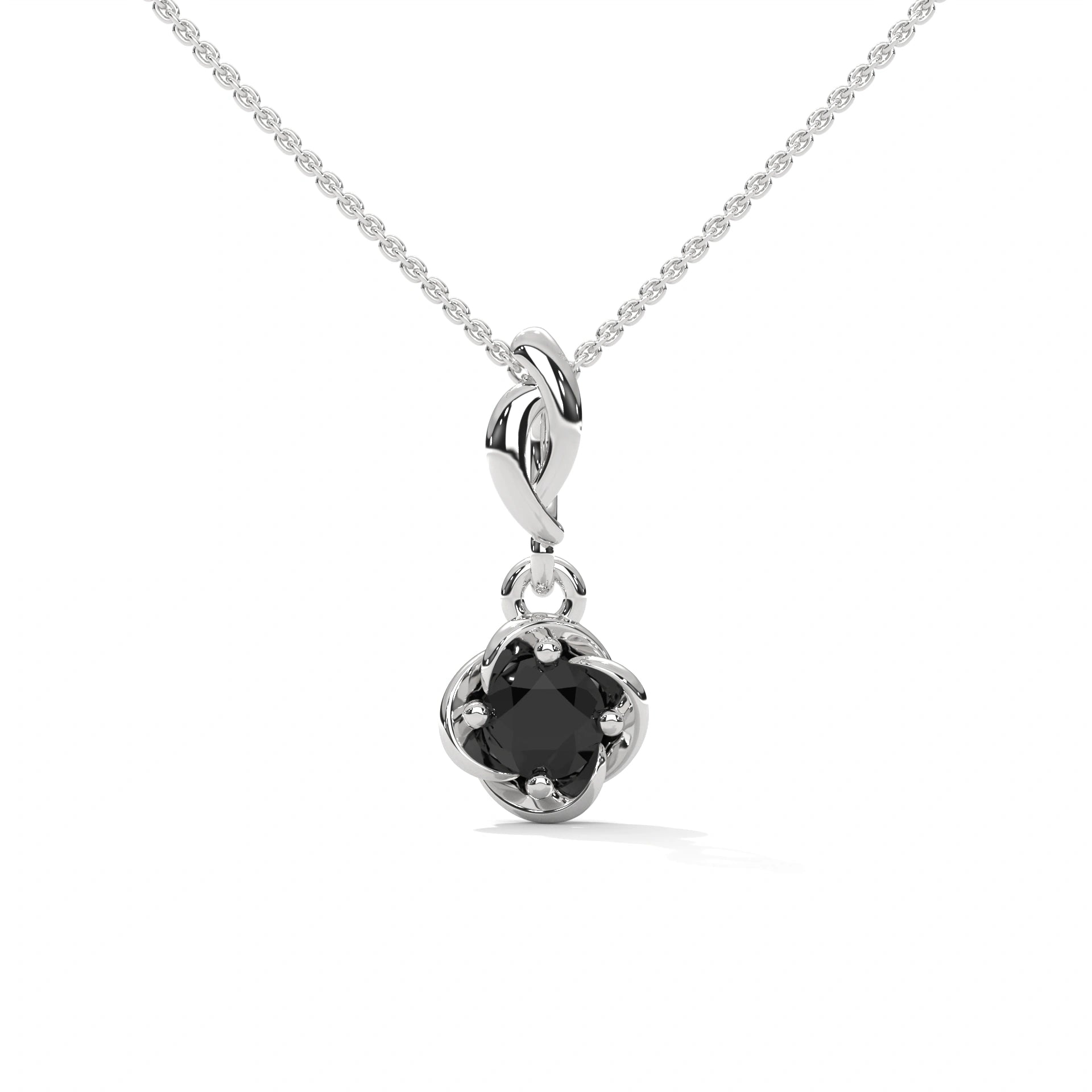 0.65 Ct Round Cut Black Diamond Solitaire Pendant in Gold