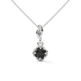0.65 Ct Round Cut Black Diamond Solitaire Pendant in White Gold