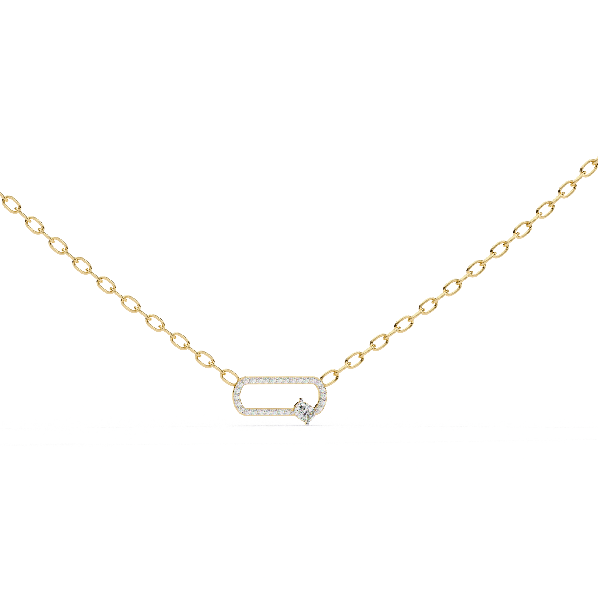 0.50ct Lab Diamond Prong Set Link Necklace In Yellow Gold 18K Yellow Gold Natural Diamond