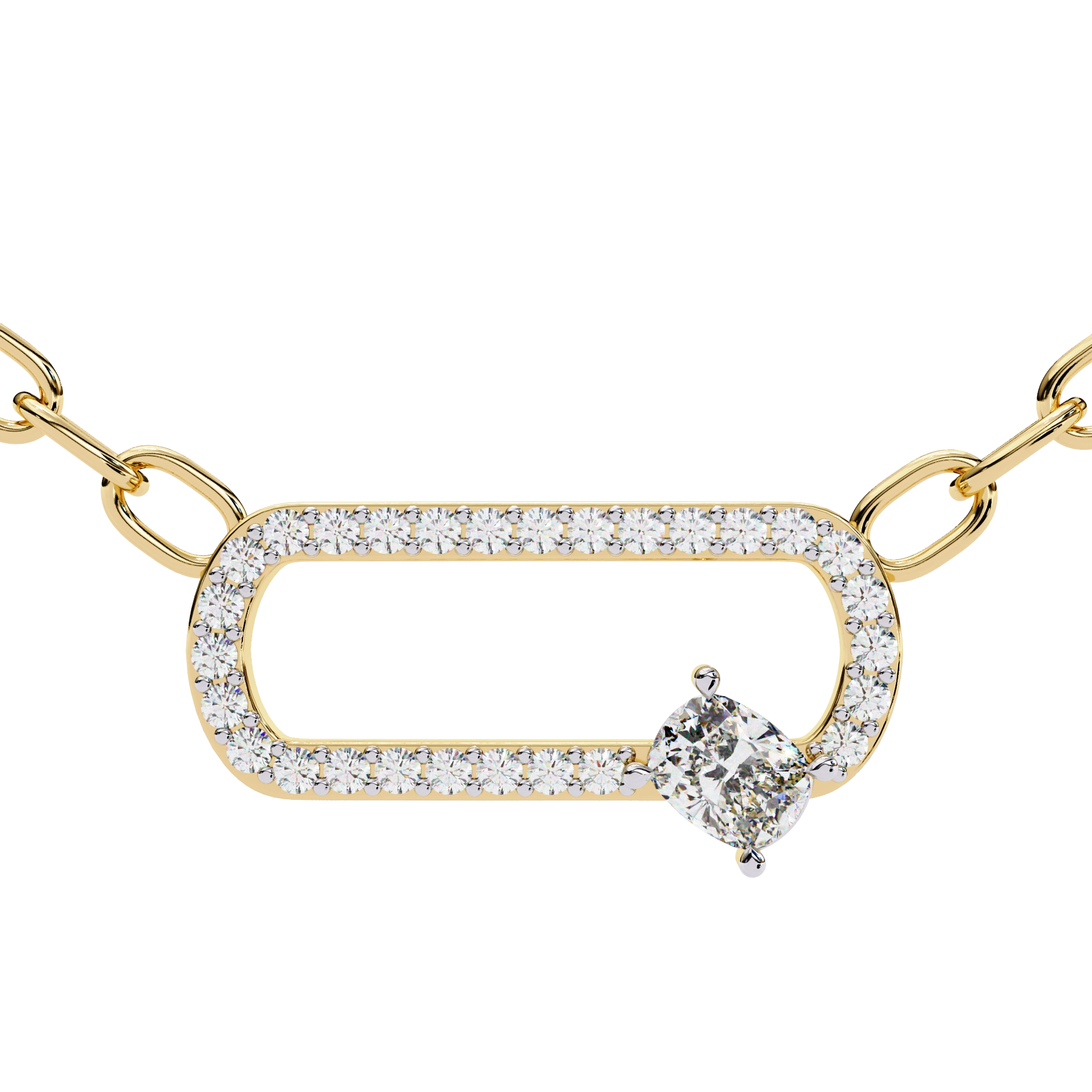 0.50ct Lab Diamond Prong Set Link Necklace In Yellow Gold