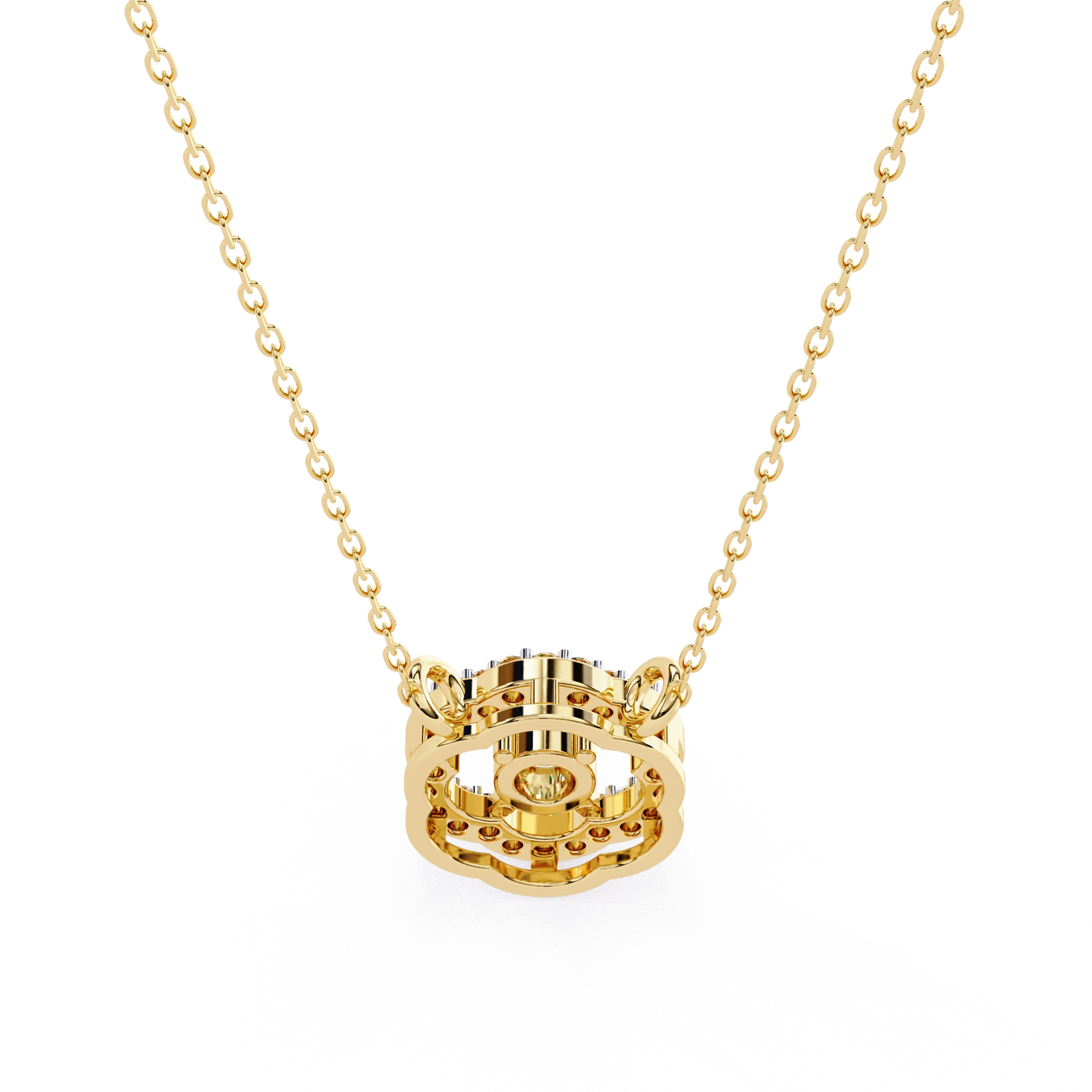 0.50 Ct Round Cut Lab Diamond Quatrefoil Necklace In Yellow Gold