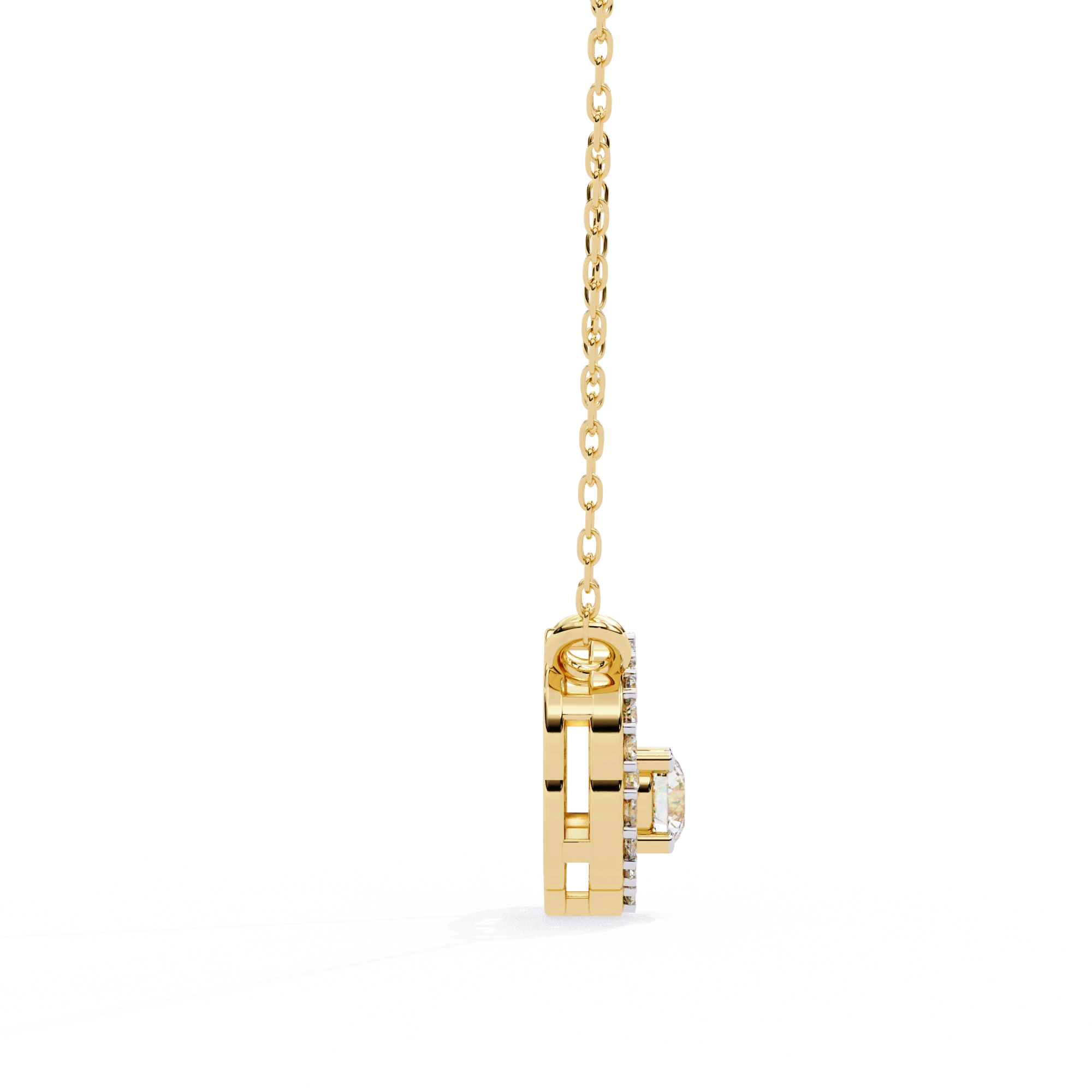 0.50 Ct Round Cut Lab Diamond Quatrefoil Necklace In Yellow Gold
