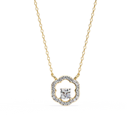 0.50 Ct Round Cut Lab Diamond Quatrefoil Necklace In Yellow Gold 18K Yellow Gold Natural Diamond