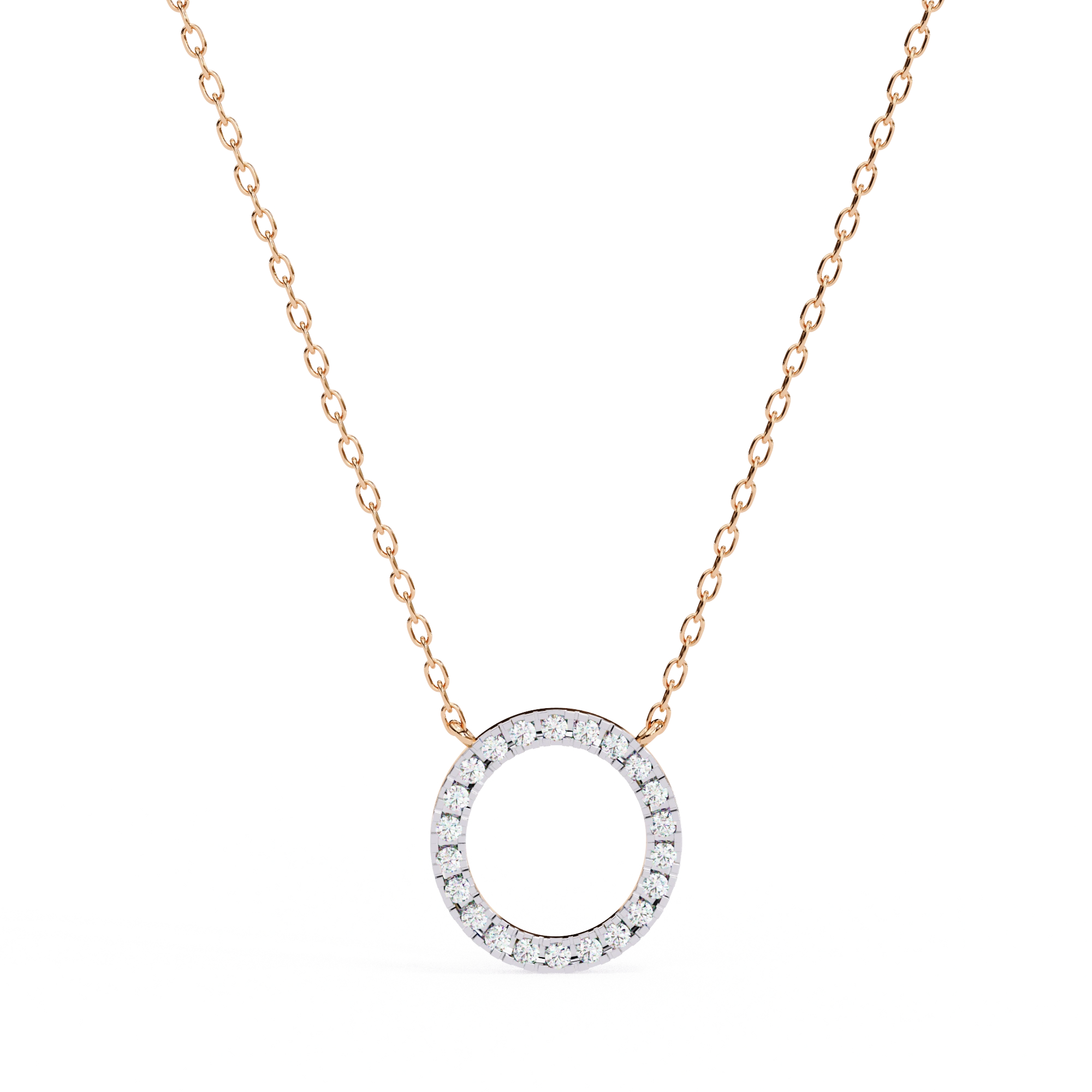 0.50ct Lab Diamond Prong Set Circle Necklace Yellow Gold 18K Rose Gold Natural Diamond