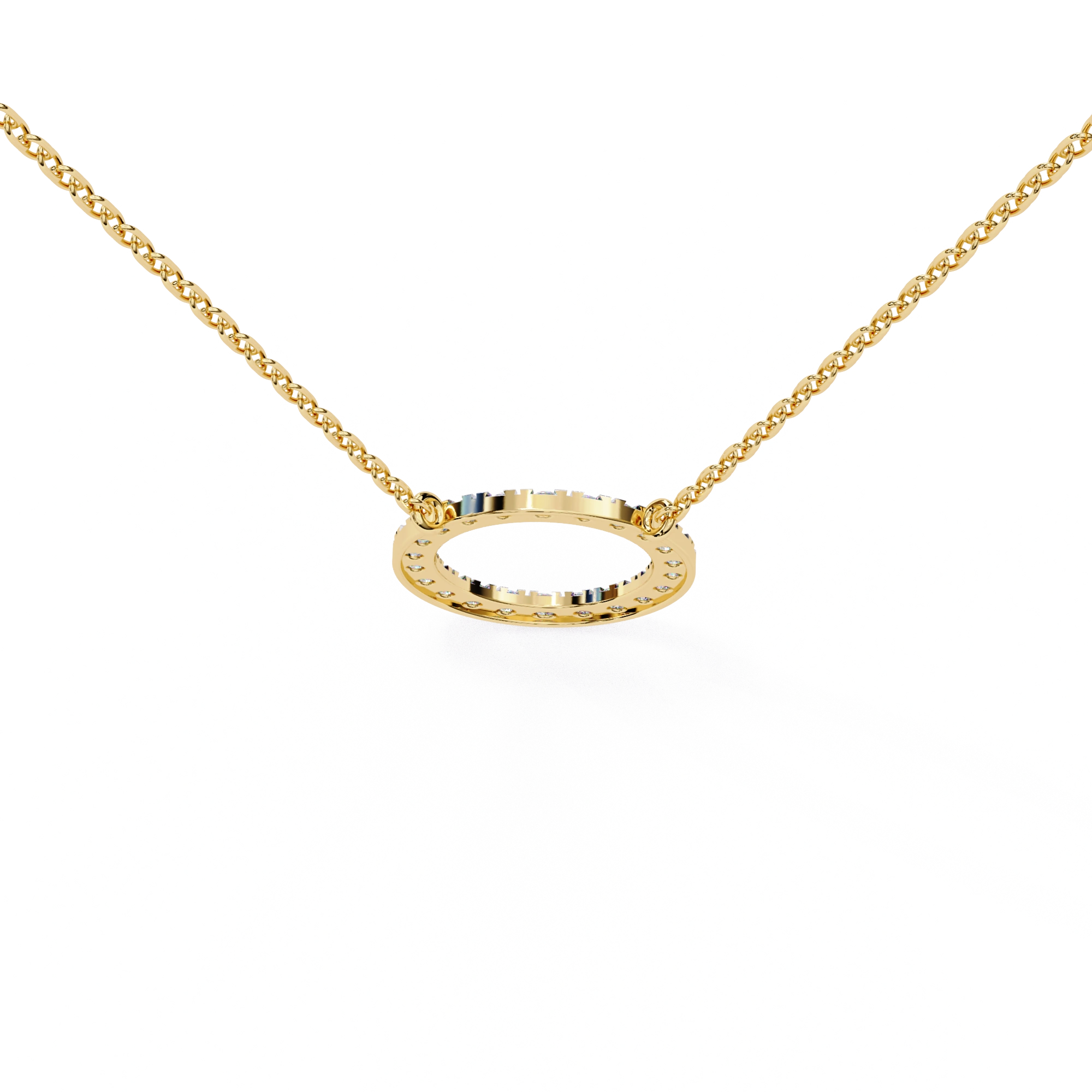 0.50ct Lab Diamond Prong Set Circle Necklace Yellow Gold