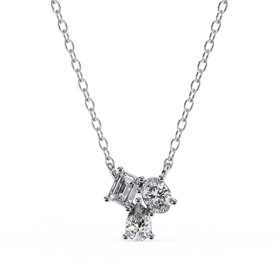 0.50 Ct lab diamond cluster necklace in white gold 950 Platinum Natural Diamond