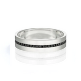 0.31 Round Cut Carat Channel Setting Black Diamond Ring Men's
