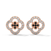 0.32 Carat Black Diamond Cluster Halo Stud Earrings 18K Rose Gold