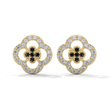 0.32 Carat Black Diamond Cluster Halo Stud Earrings