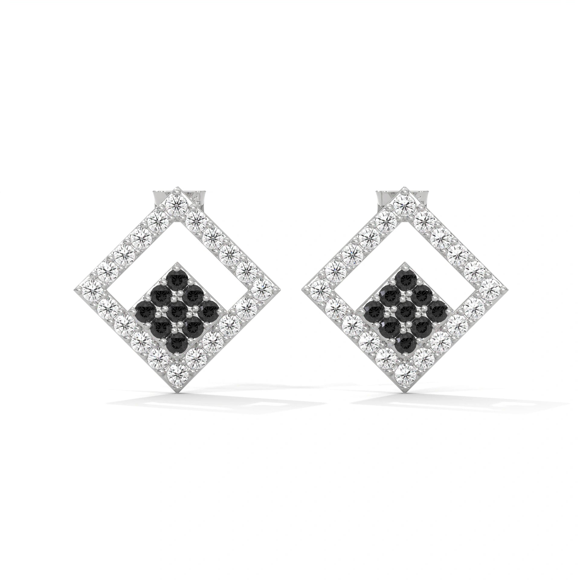 Shop 0.58 Carat Round Cut Black Diamond Cluster Halo Stud Earrings