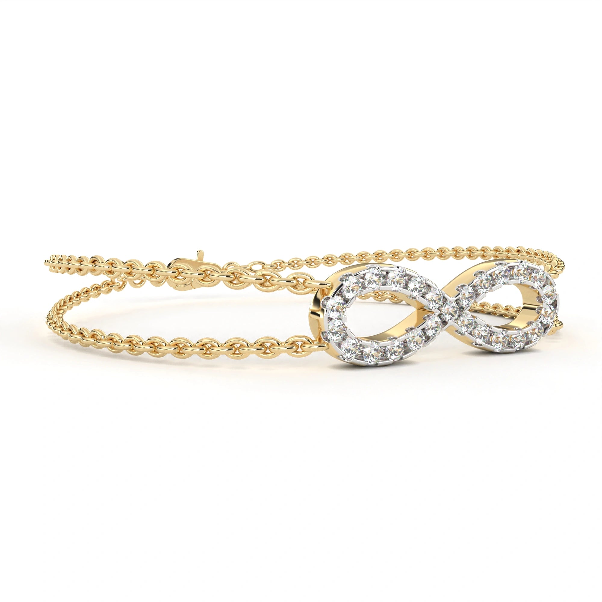 0.61 Carat Diamond Infinity Bracelet In Gold With Double Chain