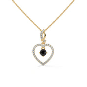 0.62 Ct T.W.T Black Diamond Heart Pendant Necklace in Rose Gold 18K Yellow Gold