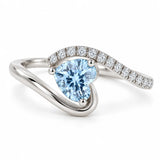 0.64 Carat Blue Heart Cut Diamond Pave Ring