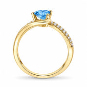 0.64 Carat Blue Heart Cut Diamond Pave Ring