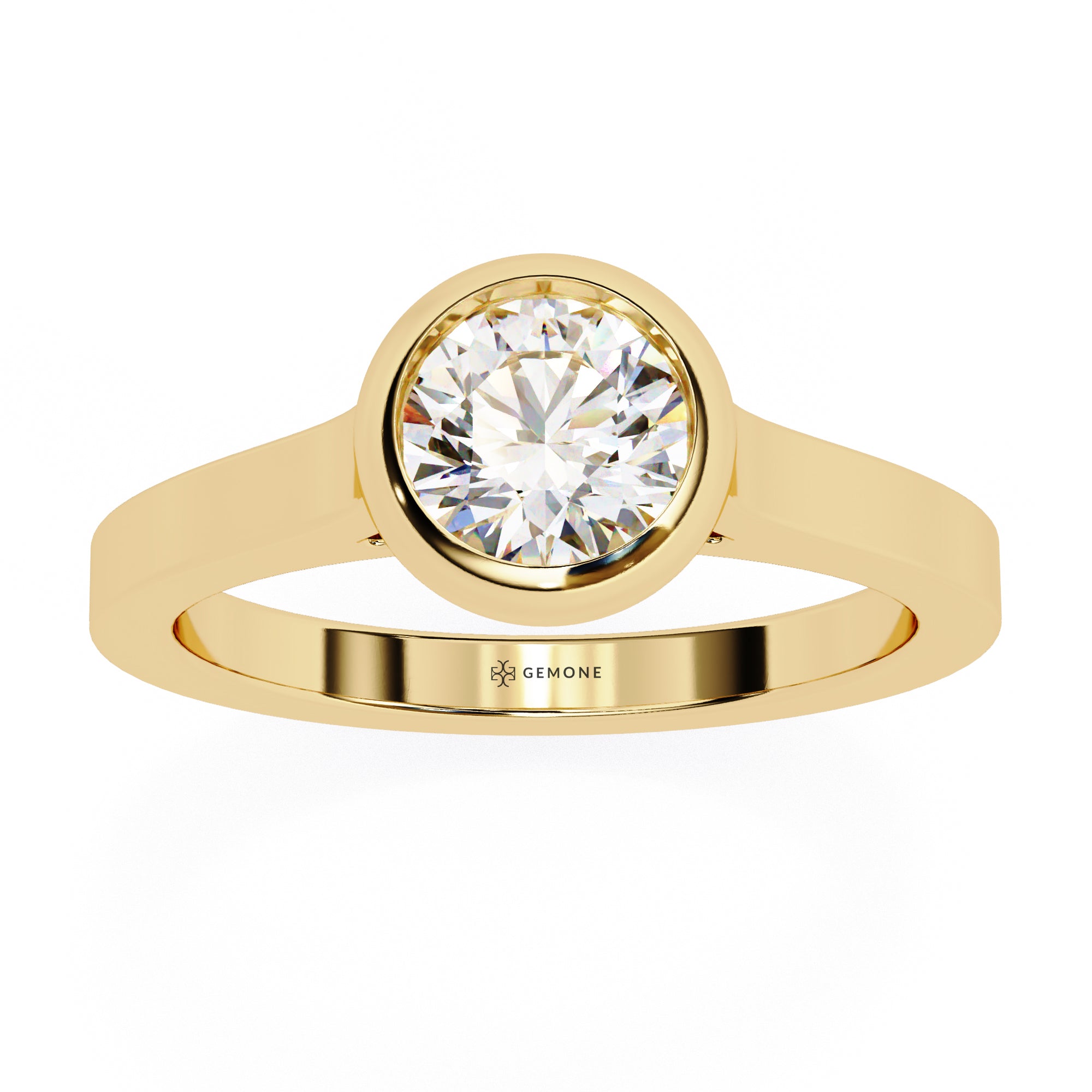 0.66 Ct Round Bezel Set Solitaire Engagement Ring