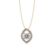 0.68 Ct Round Lab Diamond Marquise Cut Halo Pendant 18K Yellow Gold Natural Diamond