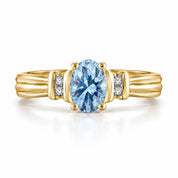 Front View Of 0.69 Carat Oval Cut Blue Diamond Ring