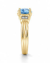Side View Of 0.69 Carat Oval Cut Blue Diamond Ring