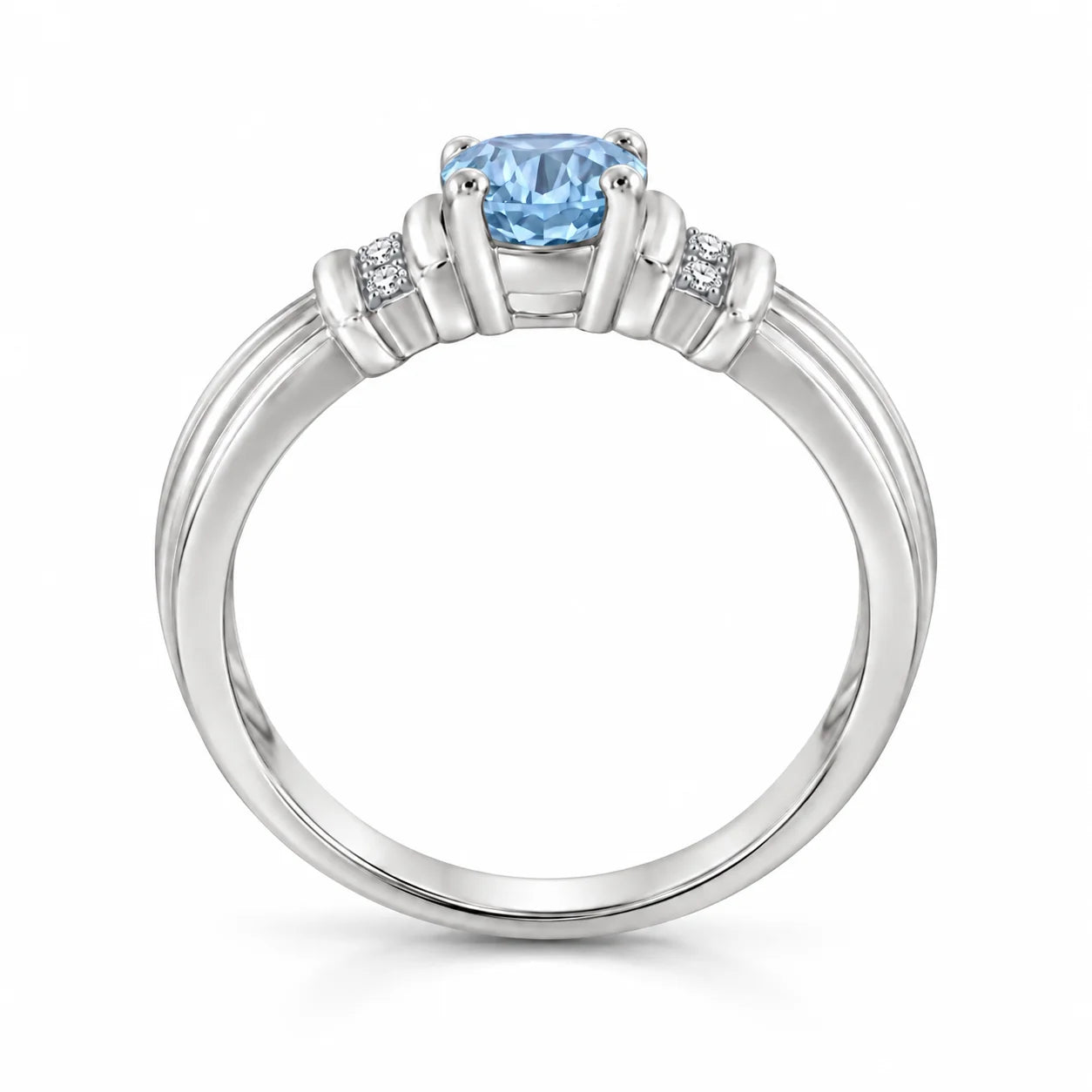 Metal View Of 0.69 Carat Oval Cut Blue Diamond Ring