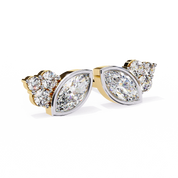 0.61 Carat Diamond Earrings Studs Marquise Design 18K Yellow Gold Natural Diamond