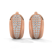 0.71 Ct TWT Pavé Diamond Hoop Earrings 18K Rose Gold Natural Diamond
