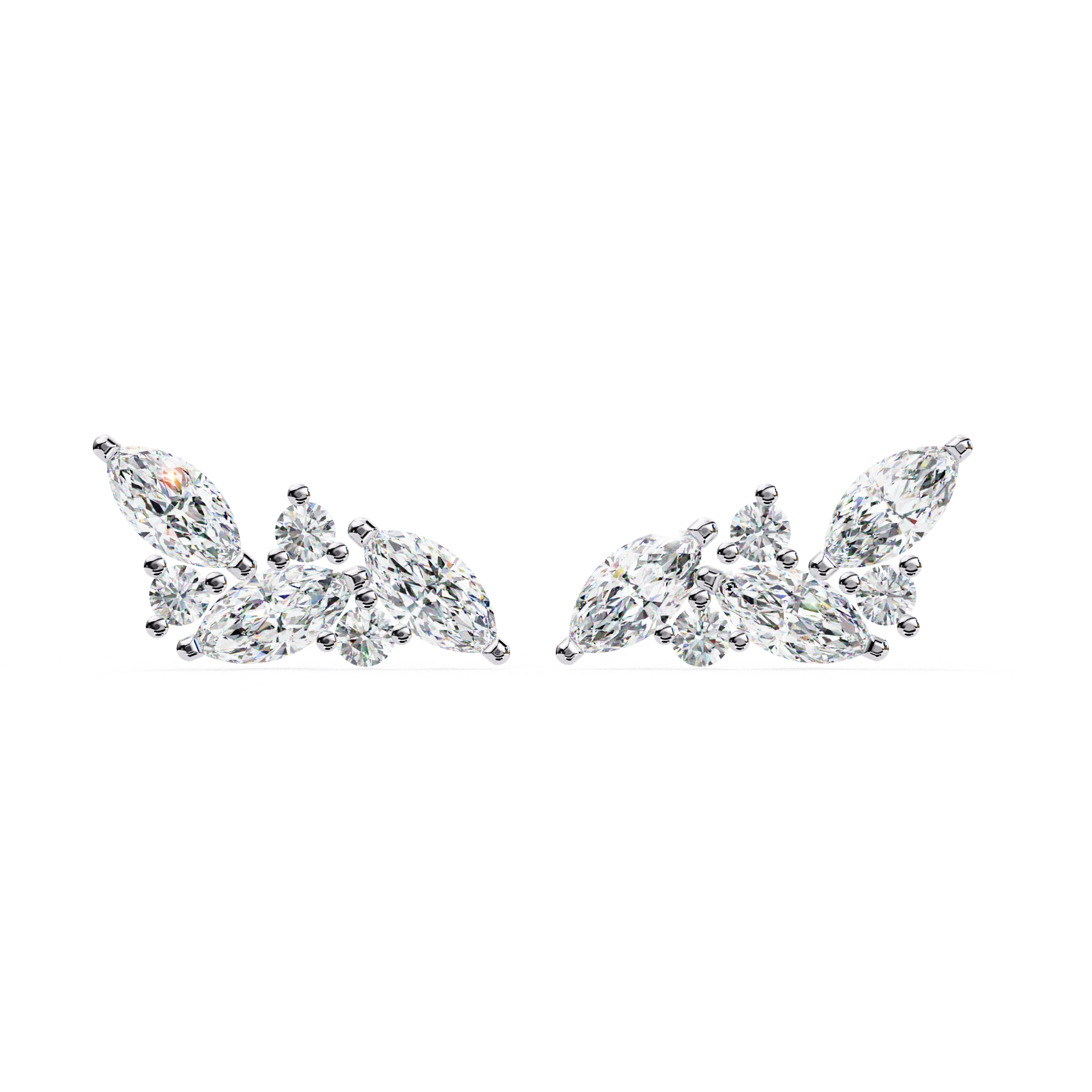 0.72 Carat Diamond Stud Earrings Floral Cluster Design for Women 950 Platinum Natural Diamond