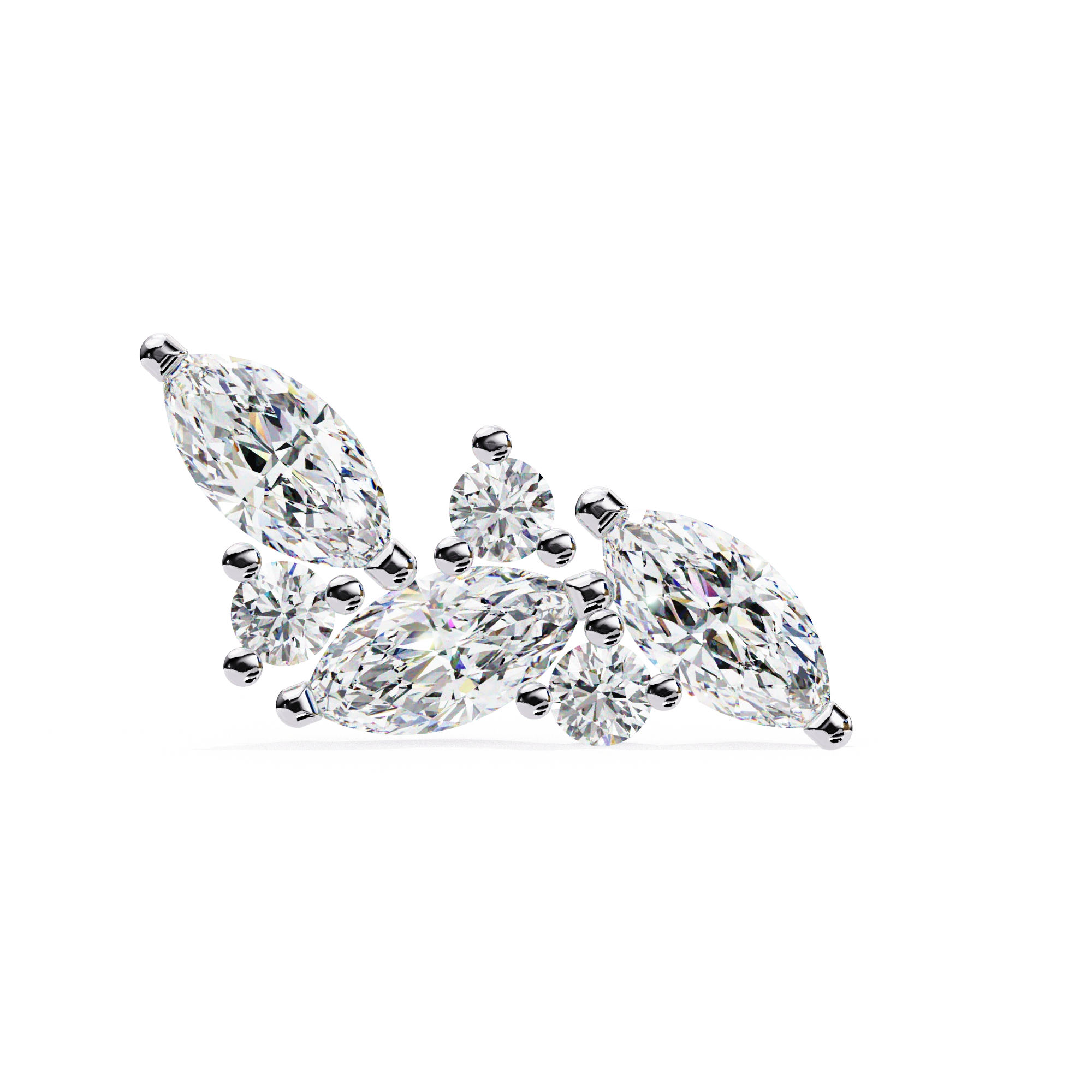 0.72 Carat Diamond Stud Earrings Floral Cluster Design for Women
