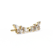0.72 Carat Diamond Stud Earrings Floral Cluster Design for Women 18K Yellow Gold Natural Diamond