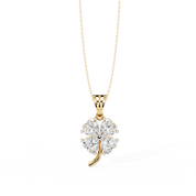 0.72 Ct heart cut lab diamond clover pendant