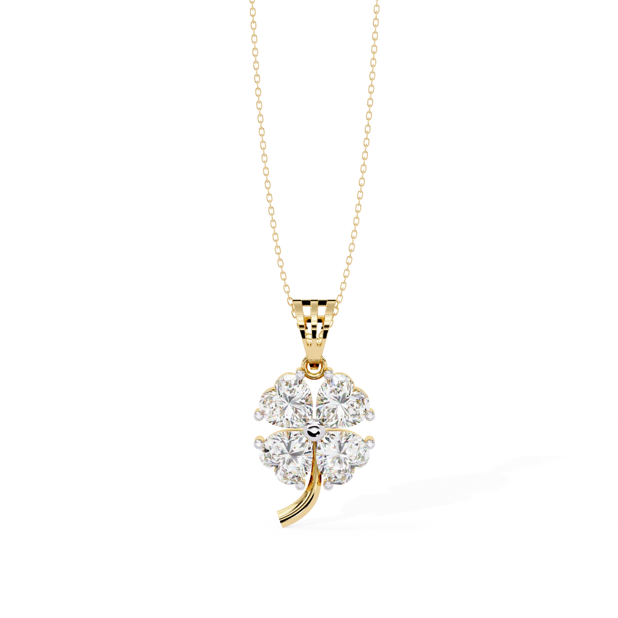 0.72 Ct heart cut lab diamond clover pendant