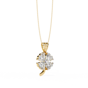 0.72 Ct heart cut lab diamond clover pendant 18K Yellow Gold Natural Diamond
