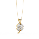 0.72 Ct heart cut lab diamond clover pendant