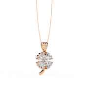 0.72 Ct heart cut lab diamond clover pendant 18K Rose Gold Natural Diamond