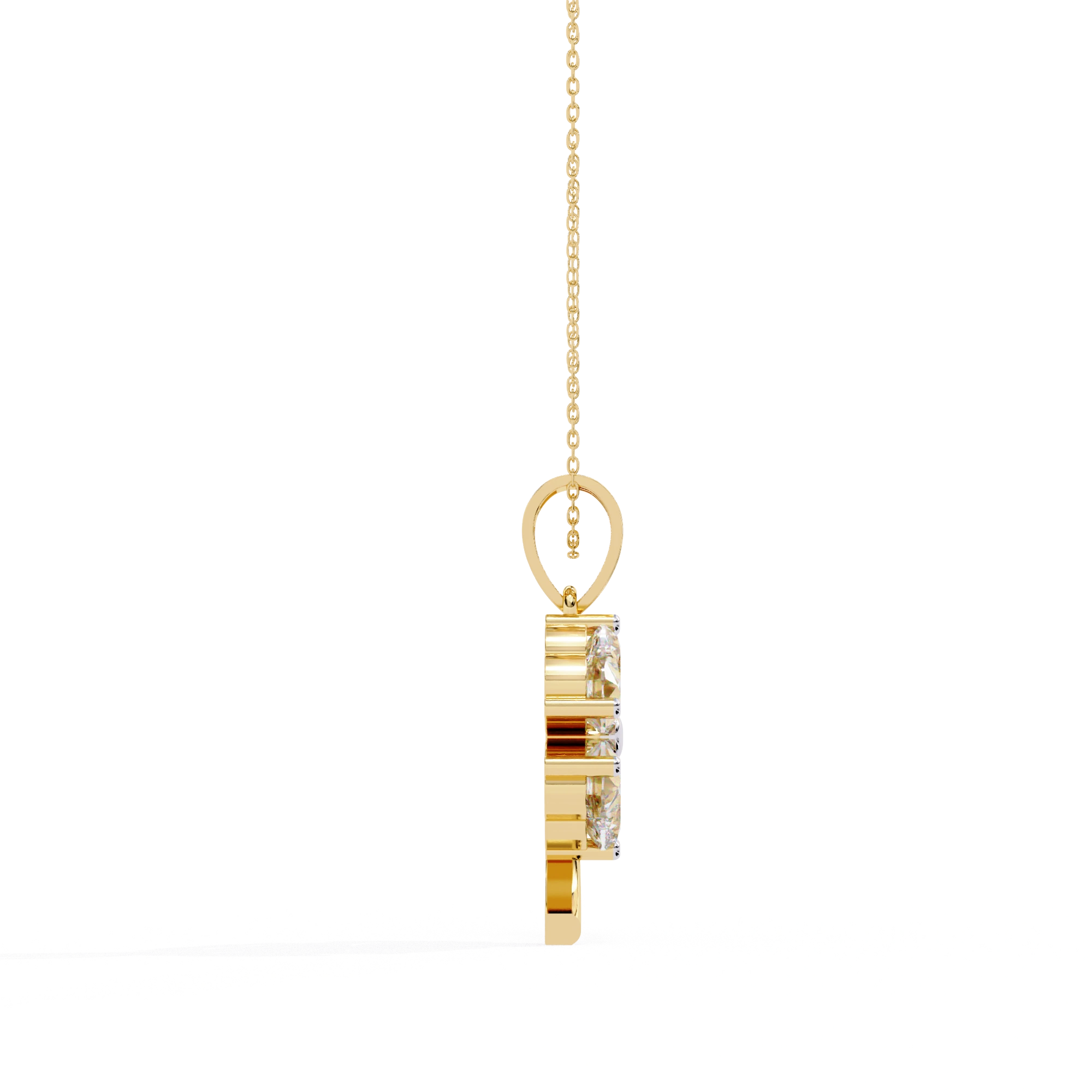 0.72 Ct heart cut lab diamond clover pendant
