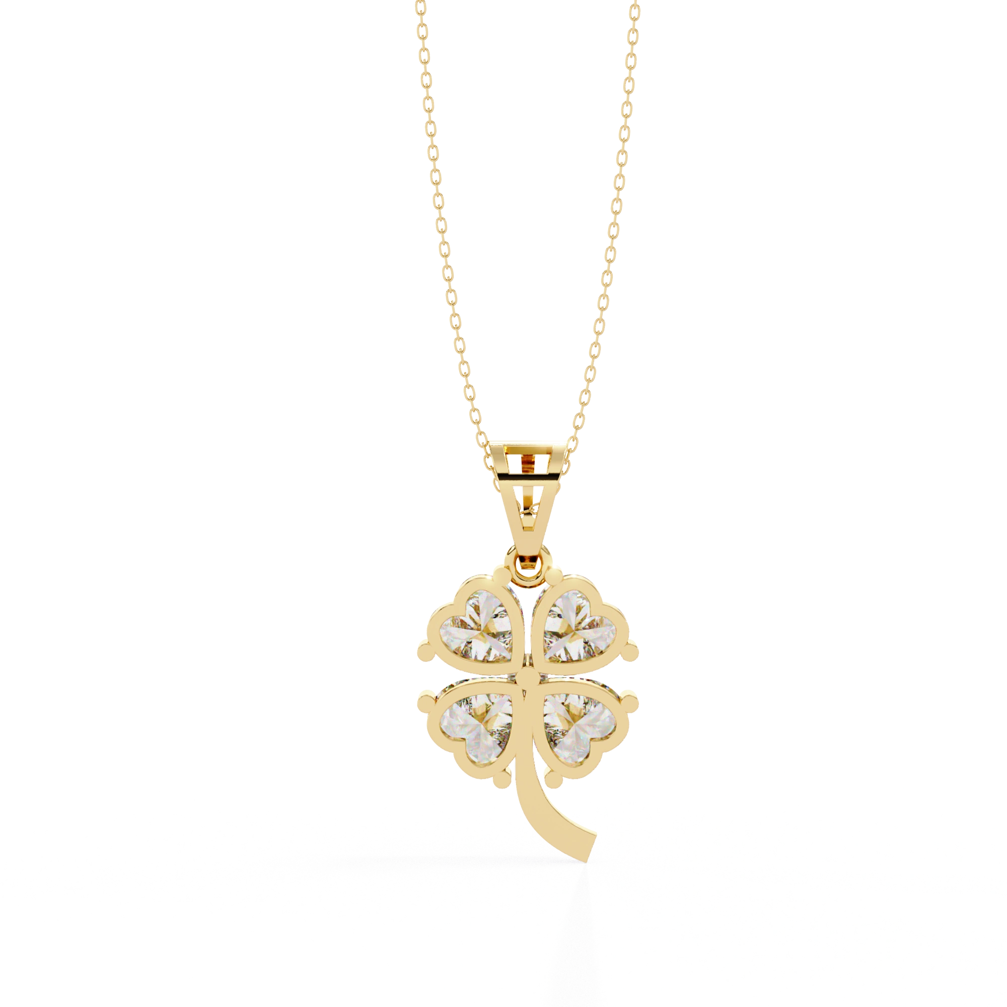 0.72 Ct heart cut lab diamond clover pendant