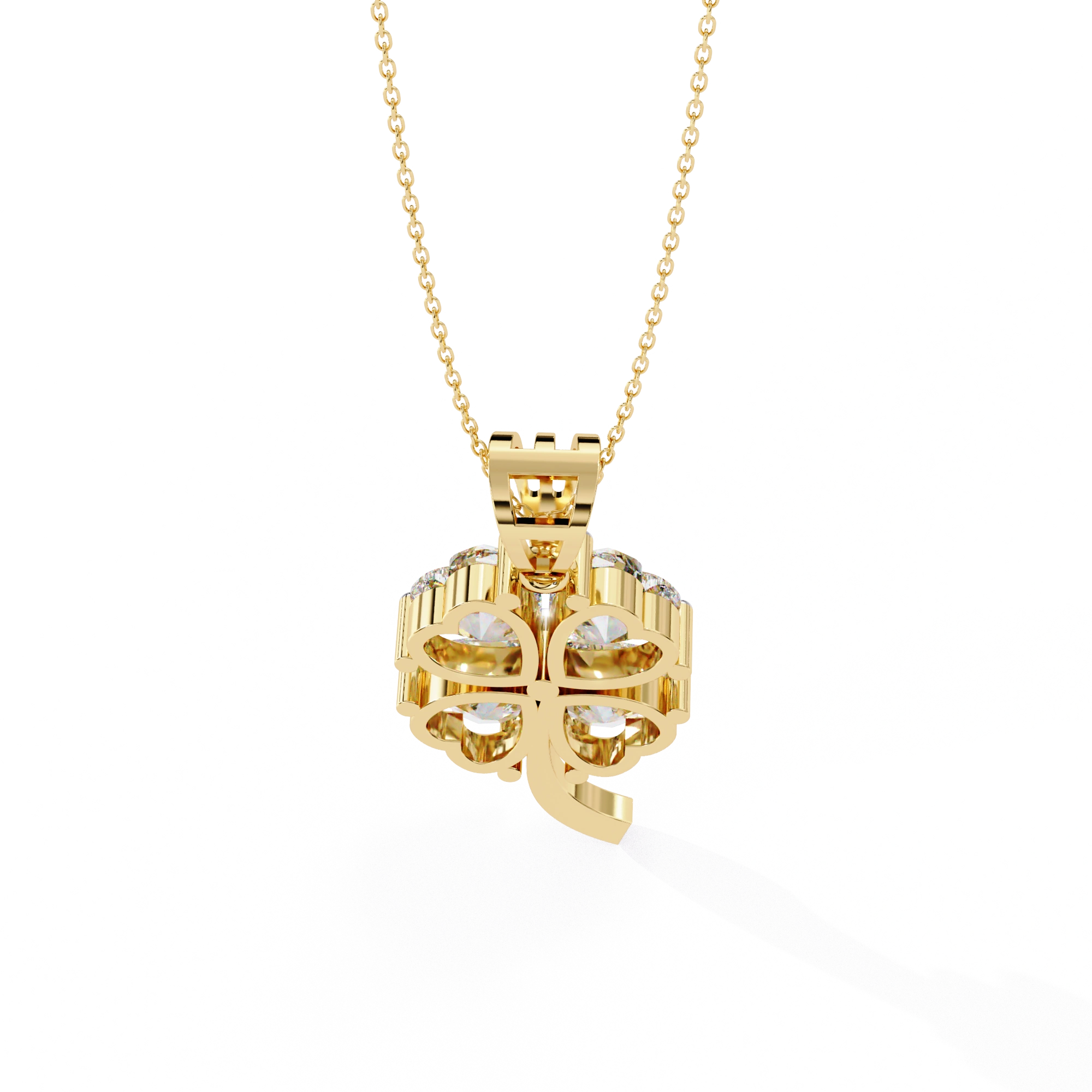0.72 Ct heart cut lab diamond clover pendant