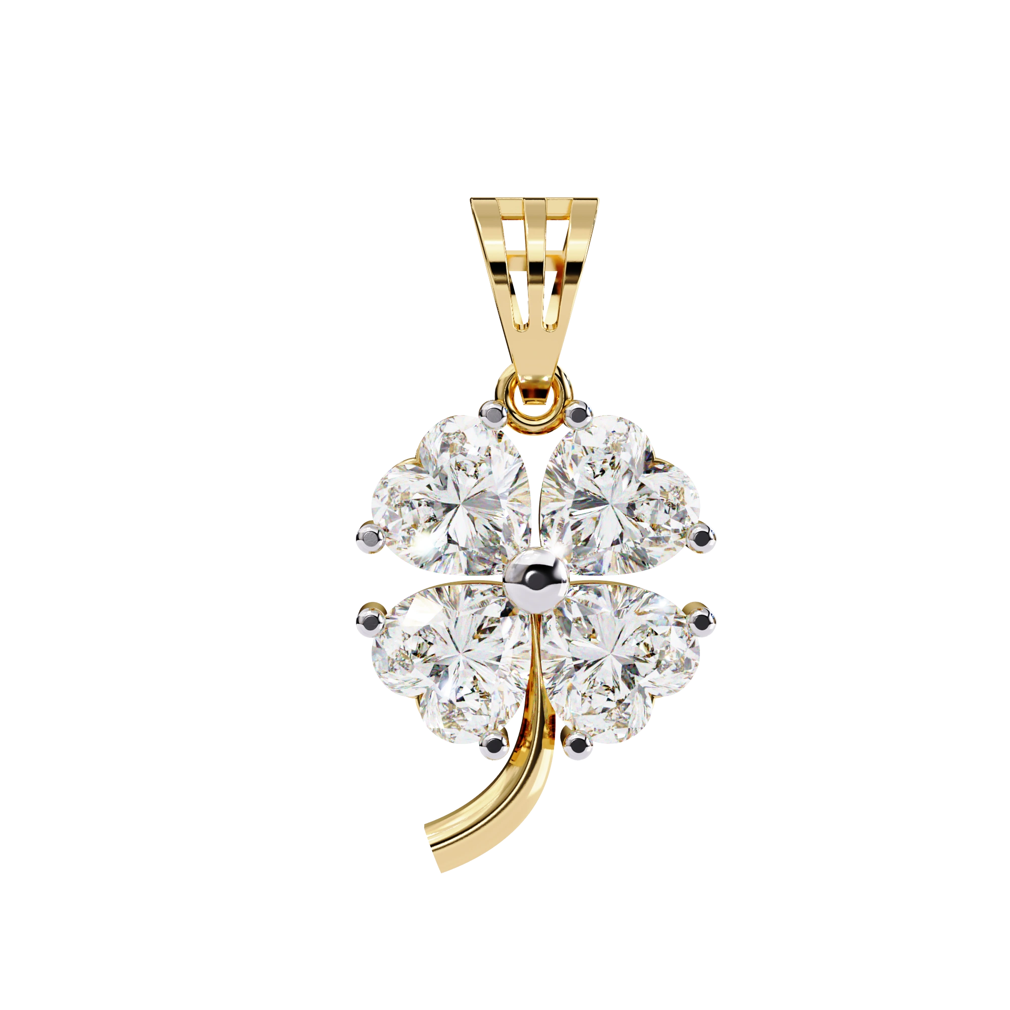 0.72 Ct heart cut lab diamond clover pendant