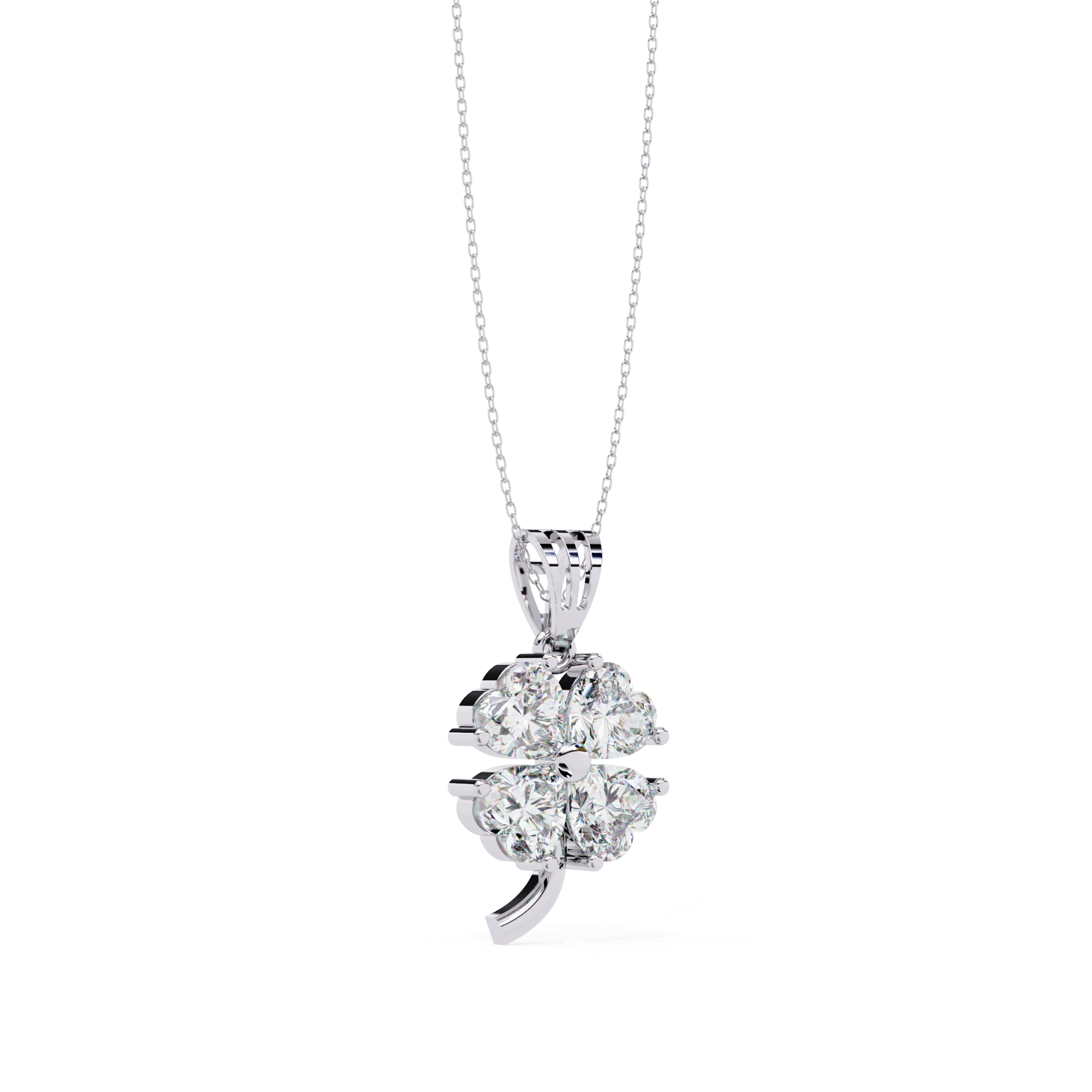 0.72 Ct heart cut lab diamond clover pendant 950 Platinum Natural Diamond