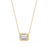 1 Ct Emerald Cut Lab Diamond Bezel Necklace White Gold