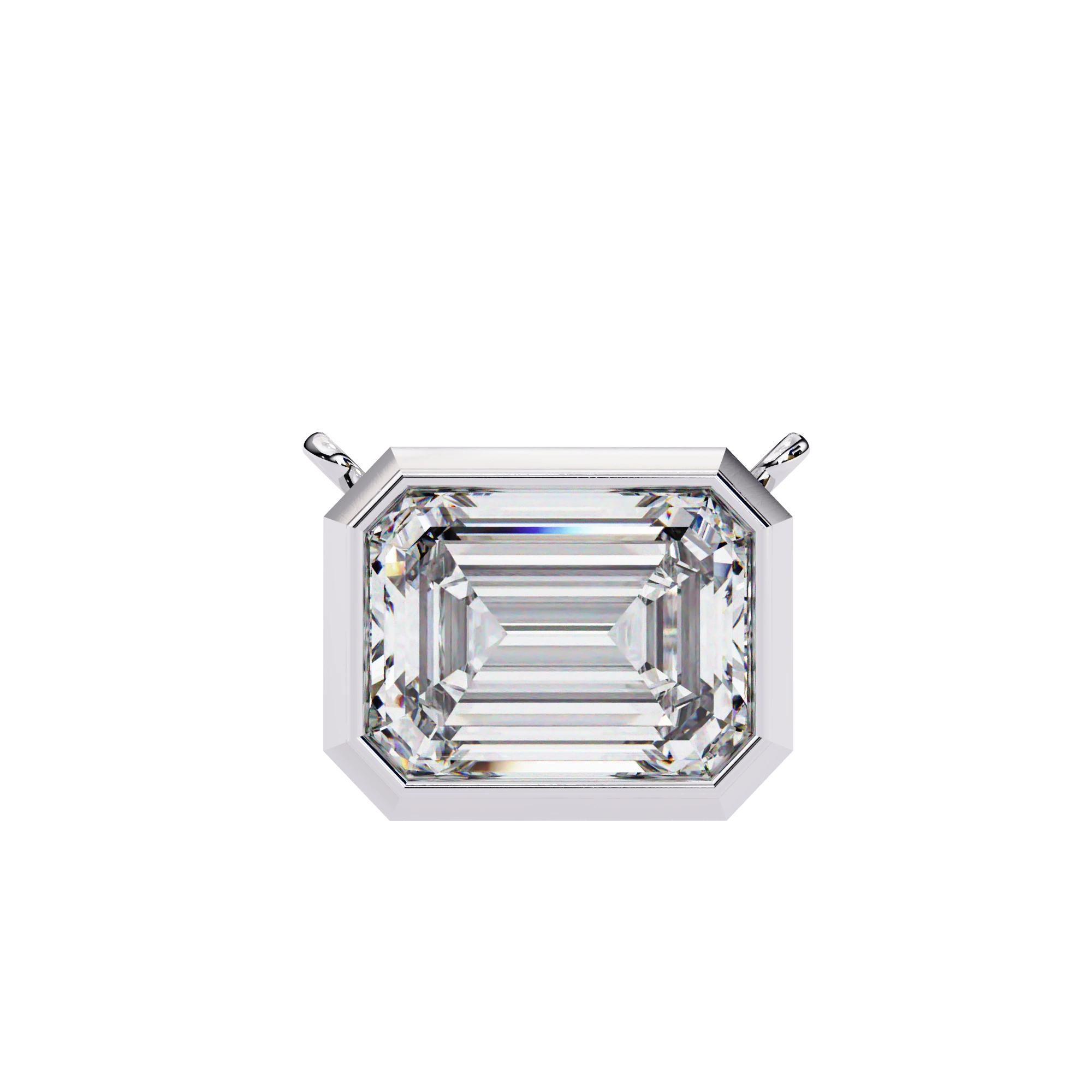 1 Ct Emerald Cut Lab Diamond Bezel Necklace White Gold