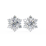 1 Ct. Floral Cluster Diamond Earrings Studs Women's Round Cut Design 950 Platinum Natural Diamond