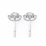 1 Ct. Floral Cluster Diamond Earrings Studs Women's Round Cut Design