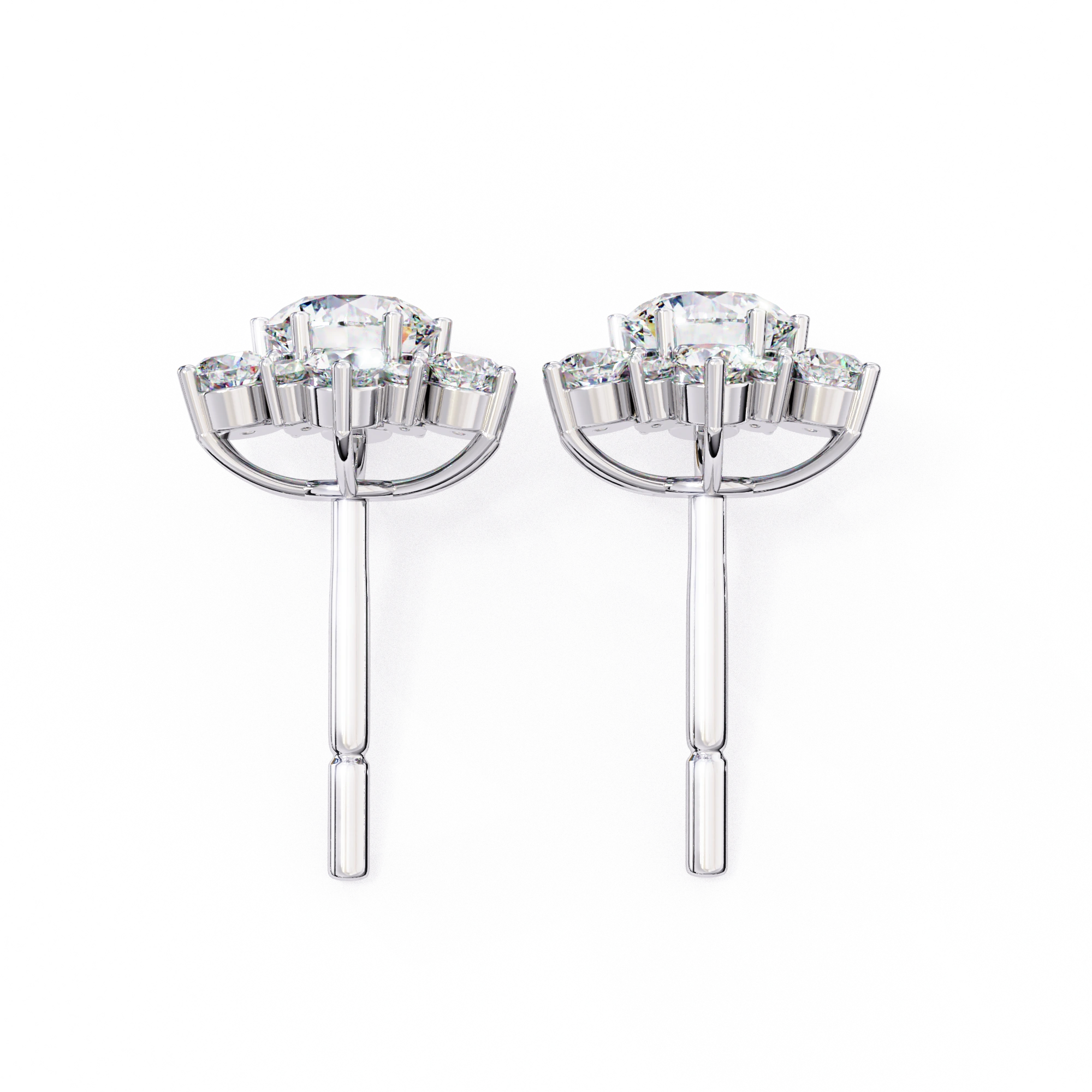 1 Ct. Floral Cluster Diamond Earrings Studs Women's Round Cut Design