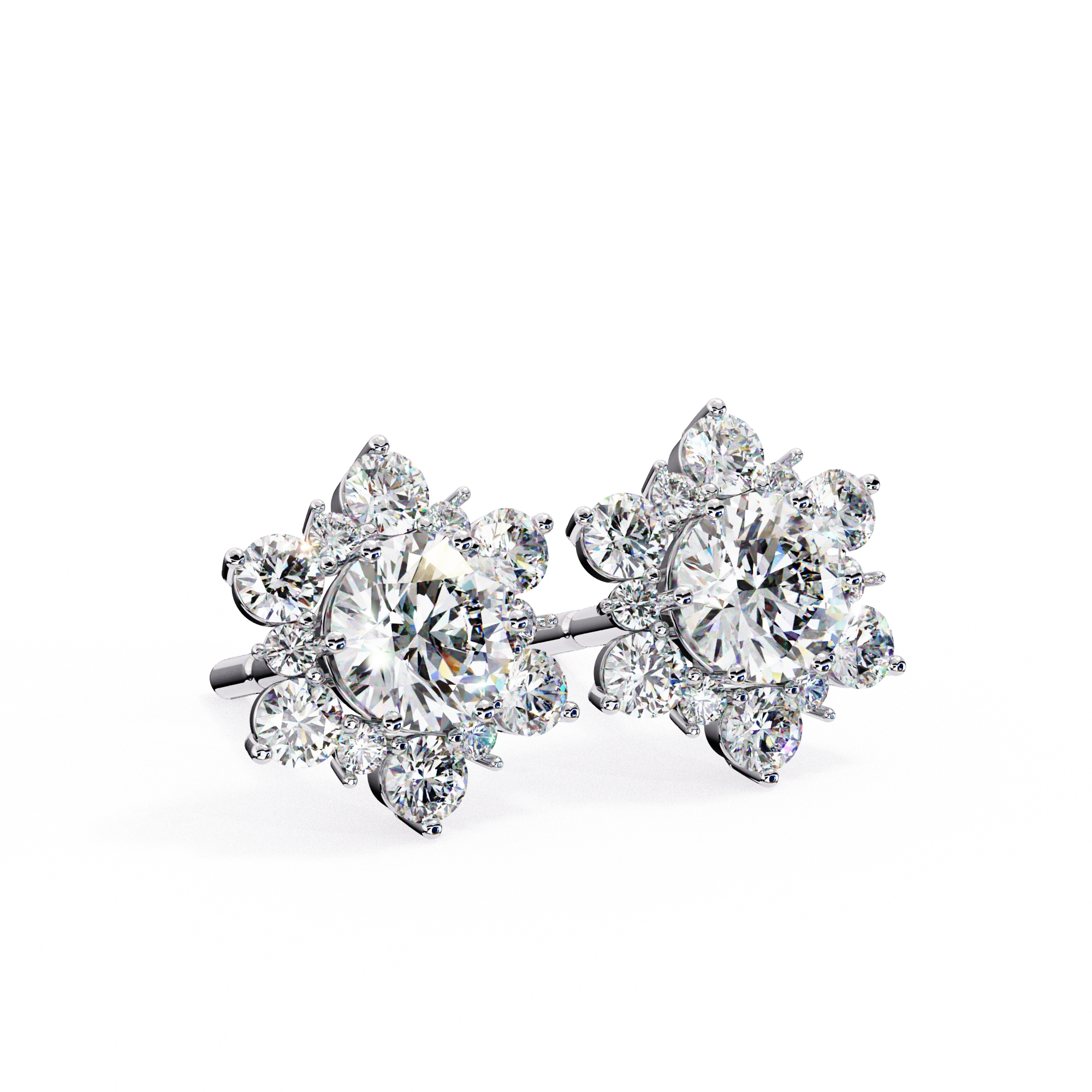 1 Ct. Floral Cluster Diamond Earrings Studs Women's Round Cut Design