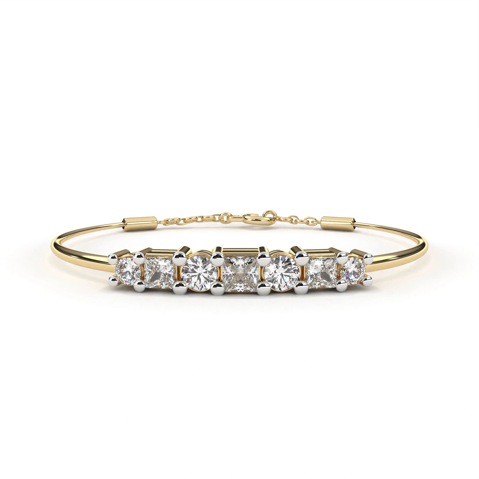 0.79 Carat Diamond Line Bangle Bracelet in Yellow Gold 18K Yellow Gold Natural Diamond