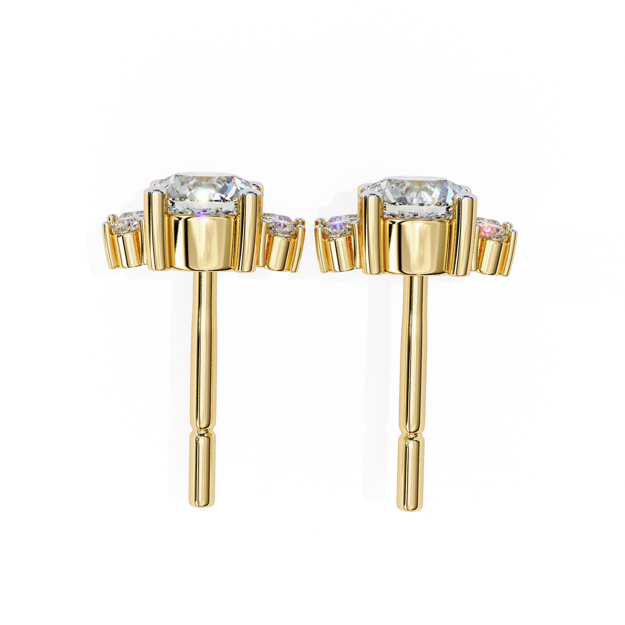 0.79 Carat Diamond Stud Earrings Floral Cluster with Drop Design