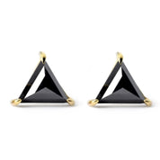 Triangle Shape Black Diamond Stud Earrings Unique Fine Jewelry