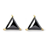 Triangle Shape Black Diamond Stud Earrings Unique Fine Jewelry