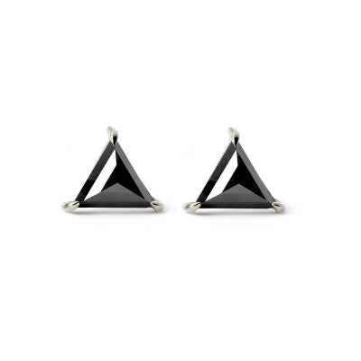 Triangle Shape Black Diamond Stud Earrings Unique Fine Jewelry